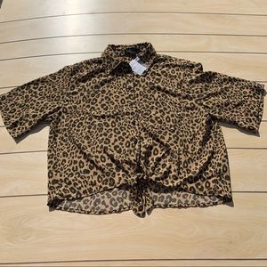 Sanctuary drop shoulder button up tie shirt